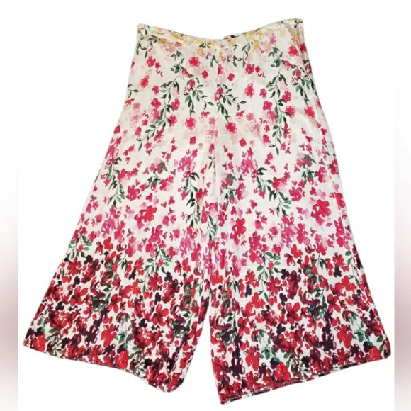 Marchesa Notte Designer Gradiant Floral Palazzo Pants Flowy Silky Huge Leg 20W - Picture 2 of 14